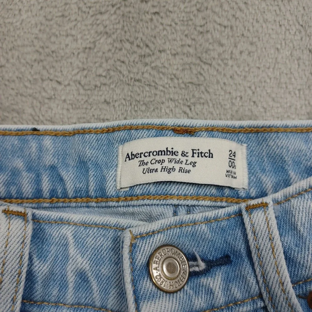 Abercrombie Fitch Jeans Womens 24 Blue Denim Cropped Wide Leg High Rise